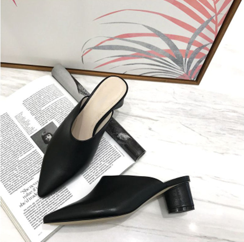 Women's Half Slippers Mules of fine Leather