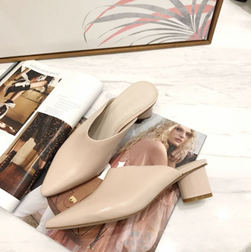Women's Half Slippers Mules of fine Leather
