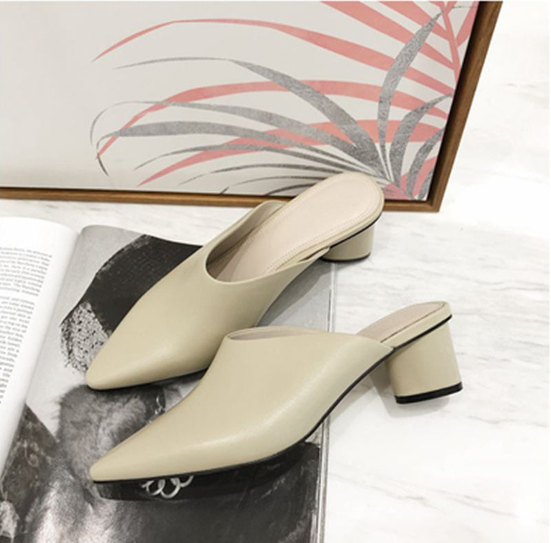 Women's Half Slippers Mules of fine Leather
