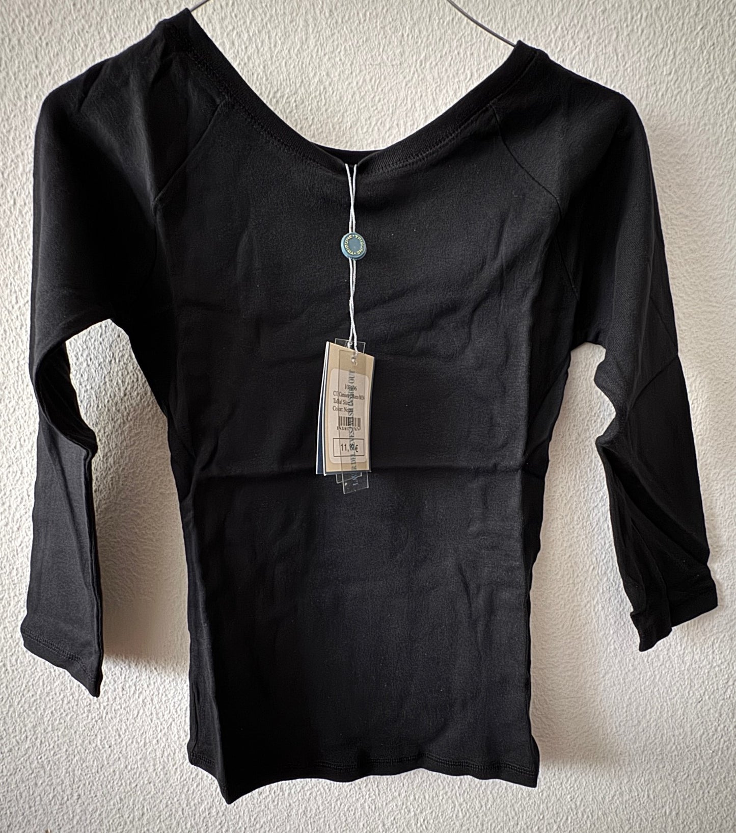 secondhand,Damen Shirt mit 3/4 Armlänge 100% Baumwolle, TRIBUNE black M