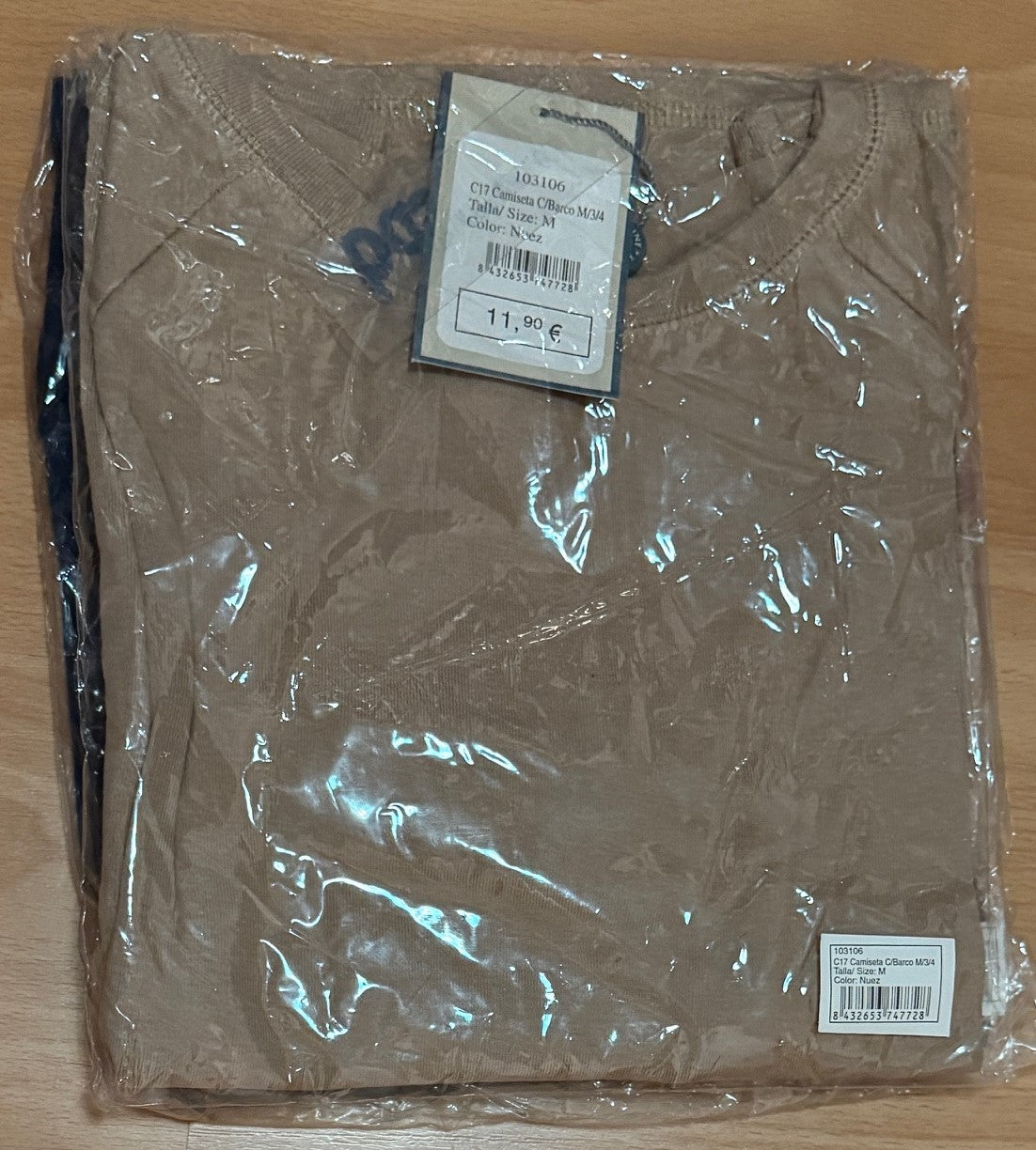 secondhand,Damen Shirt mit 3/4 Armlänge 100% Baumwolle, TRIBUNE Nuss !