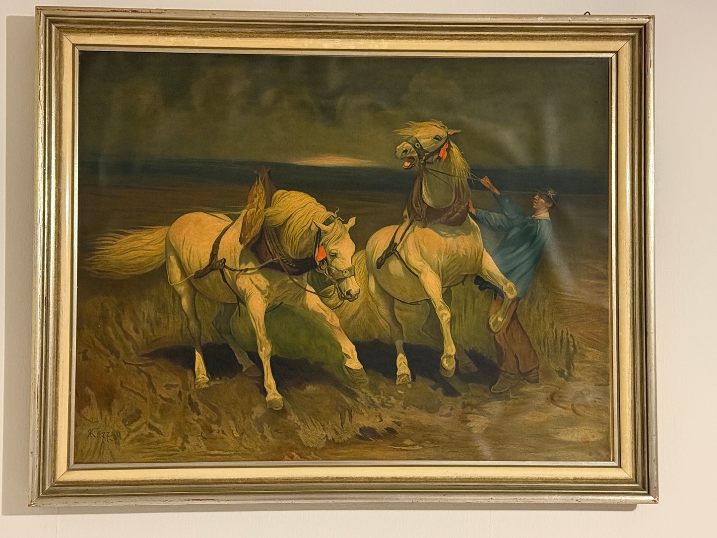 Rudolf Koller Schimmelgespann, tirage rare de JE Wolfensberger